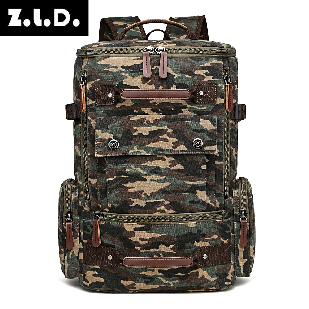 Large Capacity Leisure Sports Durable Travel Hiking Bag Camouflage Backpack Men's Backpack Vintage Canvas School Bag