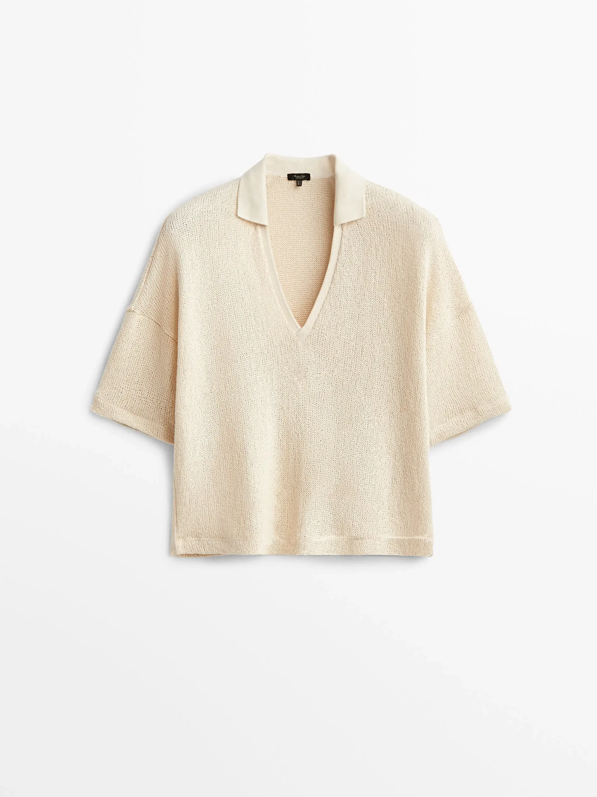 Ethereal MD 2023 autumn new style of Off-white loose version V-neck short-sleeved polo shirt
