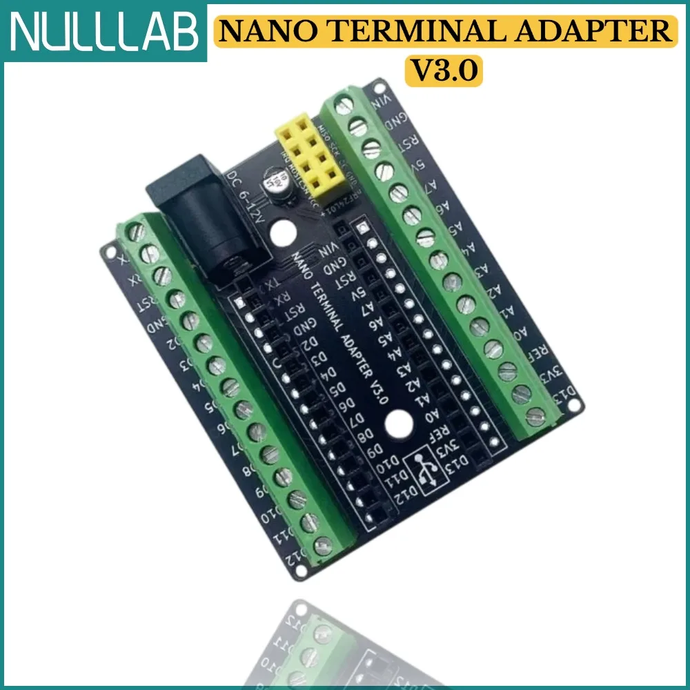 Expansion Board for Arduino Nano, Screw Terminal Adapter, Breakouts for nRF24L01+ Module, Extra Filter Capacitor, DC Power Input