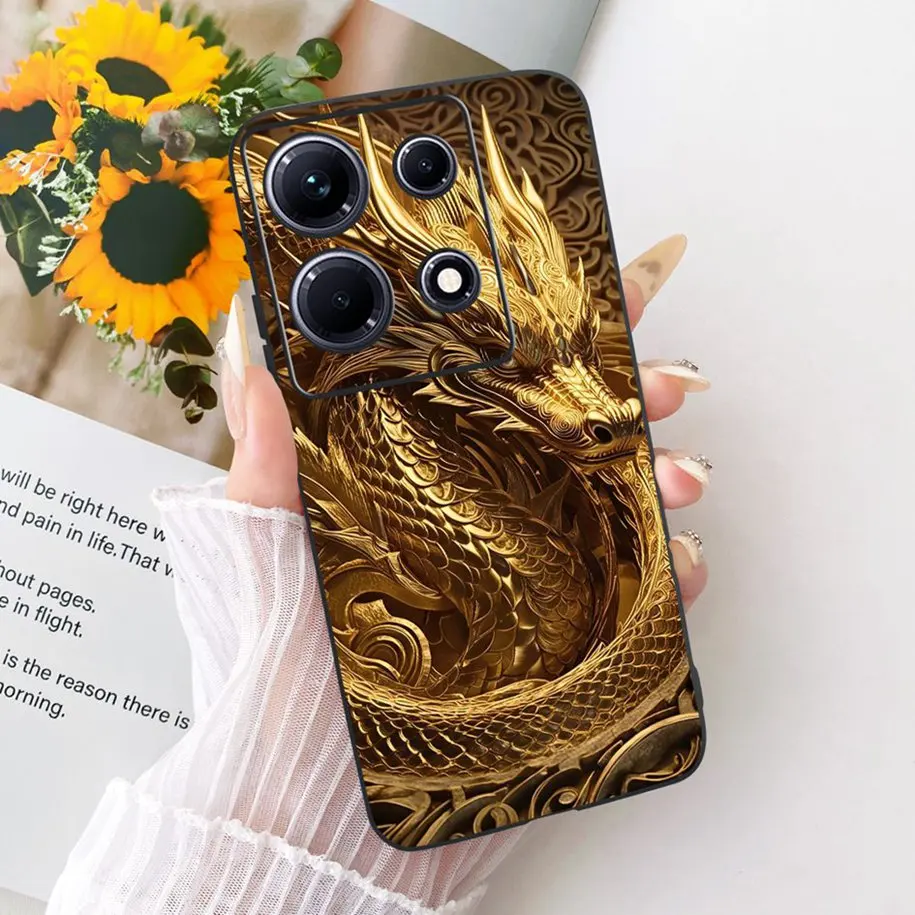 حافظة لهاتف انفينيكس نوت 30 برو X678B الفاخرة التنين الكرتون لينة سيليكون غطاء أسود لهاتف انفينيكس نوت 30 VIP 30i نوت 30 كابا