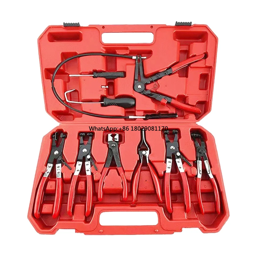 

Universal Hose Pliers Set 9pcs Wire Long Reach Hose Clamp Pliers Set Fuel Oil Water Hose Auto Tools