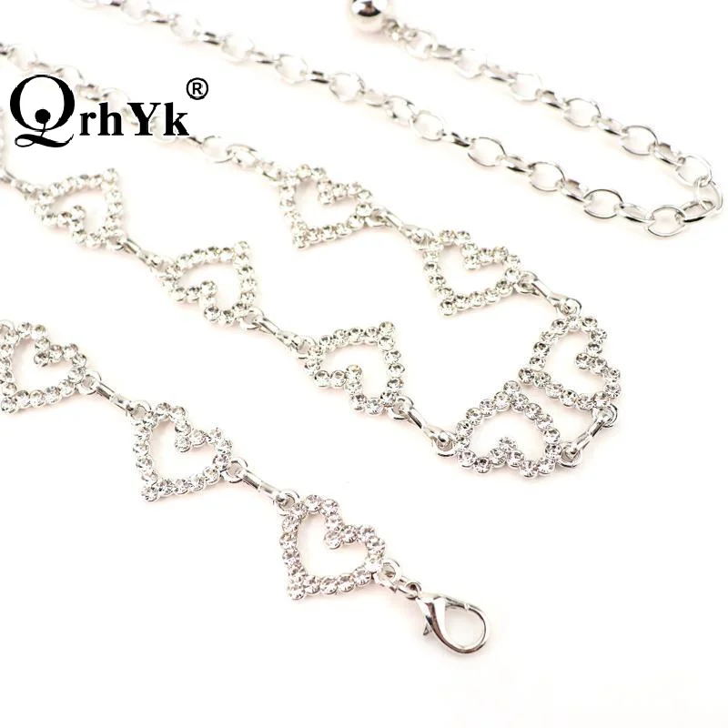 Anti-tarnish Rhinestone Heart Waist Chain Adjustable Tassel Women Jewelry for Long Lasting Wear Dress Jeans Accessory