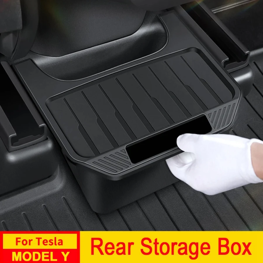 

Rear Seat Storage Box for Tesla Model Y 3 Highland Organizer Center Console Bins Backseat Trash Can Garbage Bag Tray Accessories