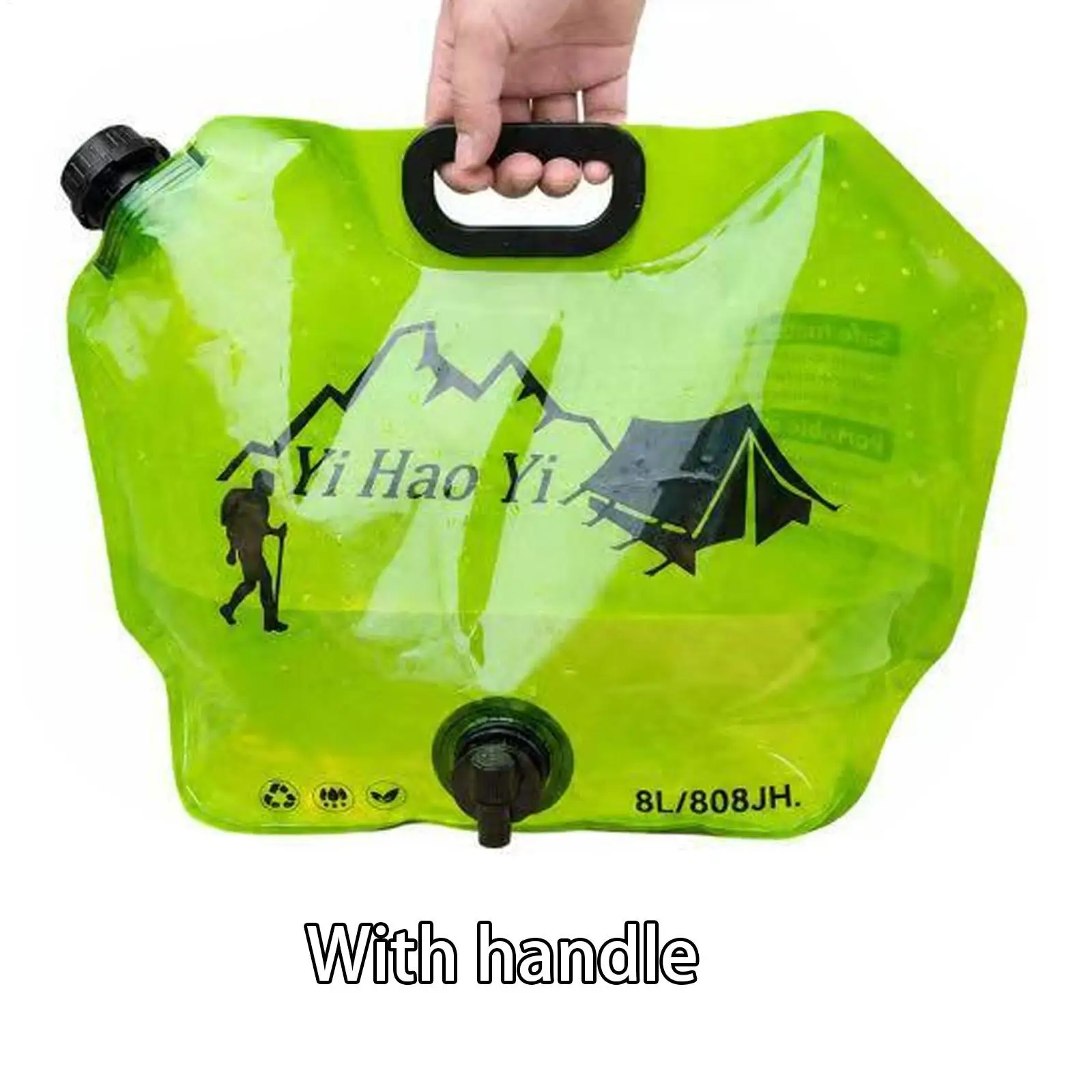 8L Zusammenklappbarer Wasserspeicherbeutel mit Wasserhahn, Tragbarer Camping- und Wander-Wasserbehälter, BPA-frei, Faltbarer Behälter für Outdoor-Reisen