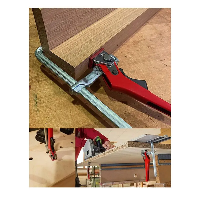 DT17 2X Ratchet Table Clamp Quick Release Bar Clamp, Steel F Track Clip for Hole Table and Guide Rail System