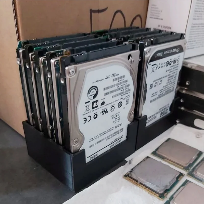 

3.5-Inch Mechanical Hard Drive Storage Box 3D Printed Black Storage Rack Organizer