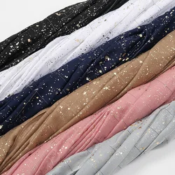 1PC New Gold Glitter Muslim Fashion Hijab Cotton Scarf Luxury Shiny Shawl Shimme Scarve Foulard Arab Headscarf Turbans for Women