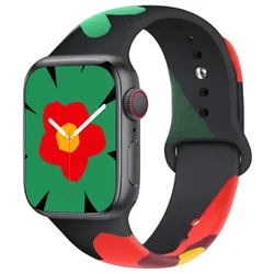 Printed Silicone Strap For Apple Watch Band 44mm 40mm 45mm 49mm 41mm 38mm 42mm Bracelet iwatch Series 9 8 7 6 3 SE Ultra 2 band