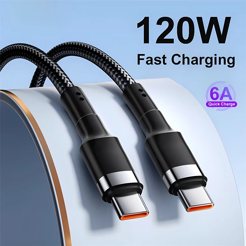 PD 120W USB Fast Charger Cable For iPhone 15 Pro Max USB-C To Type C For Apple iPhone Xiaomi Samsung Huawei Quick Charging Cable