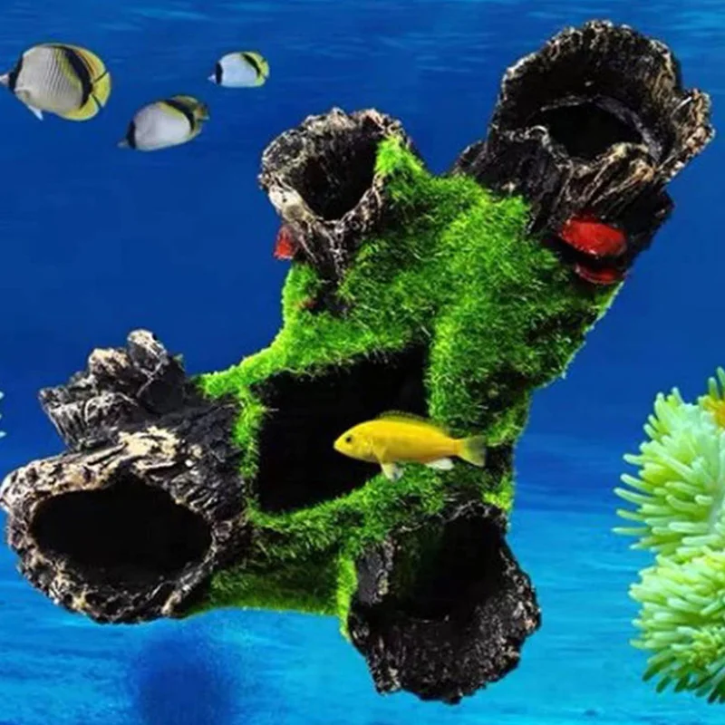 Aquarium Tree Trunk Resin Decoration Fish Tank Ornaments Natural Appearance Statues For Hiding Shrimp And Fish Landscape