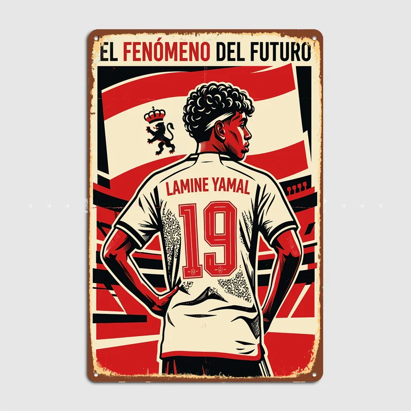 Lamine Yamal Football Player Poster Metal Posters Living Sign Indoor Outdoor Room Decoration Home Bar Decor Wall Decor