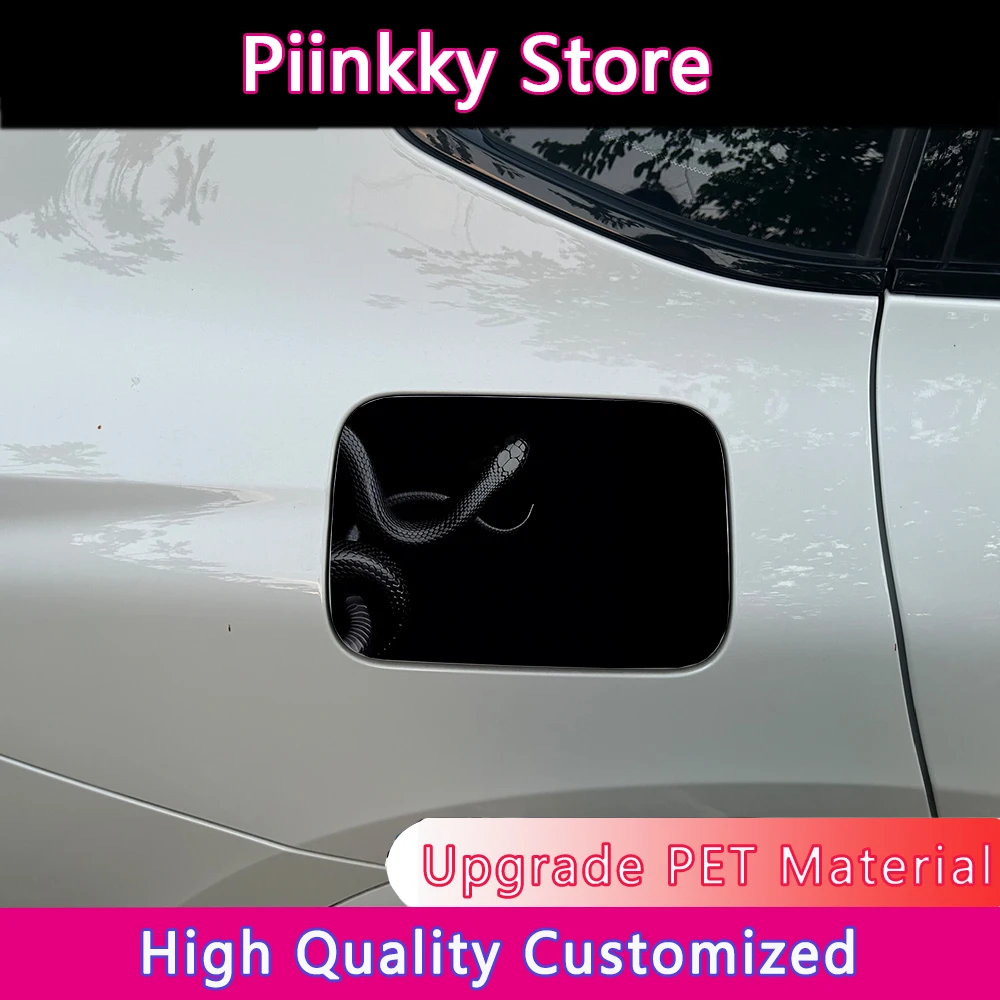 1 Pieza de Adhesivo para Tapa de Tanque de Combustible de Coche, Diseño de Serpiente Blanca y Víbora Negra, Impermeable, Protector Solar