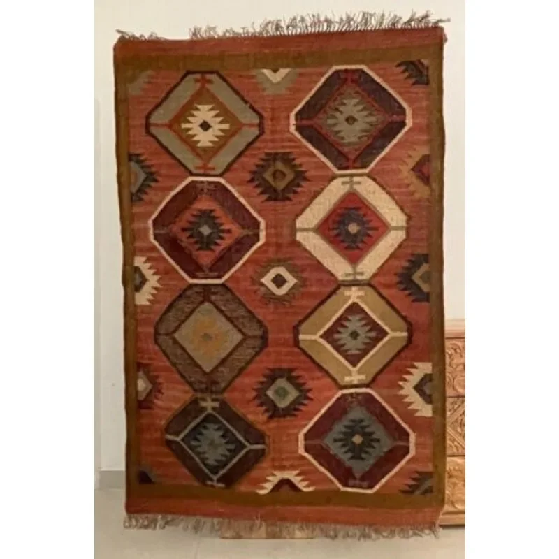 Kilim Wool Jute Rugs Runner Bohemian Custom Vintage Carpet Oriental Dhurrie Rug