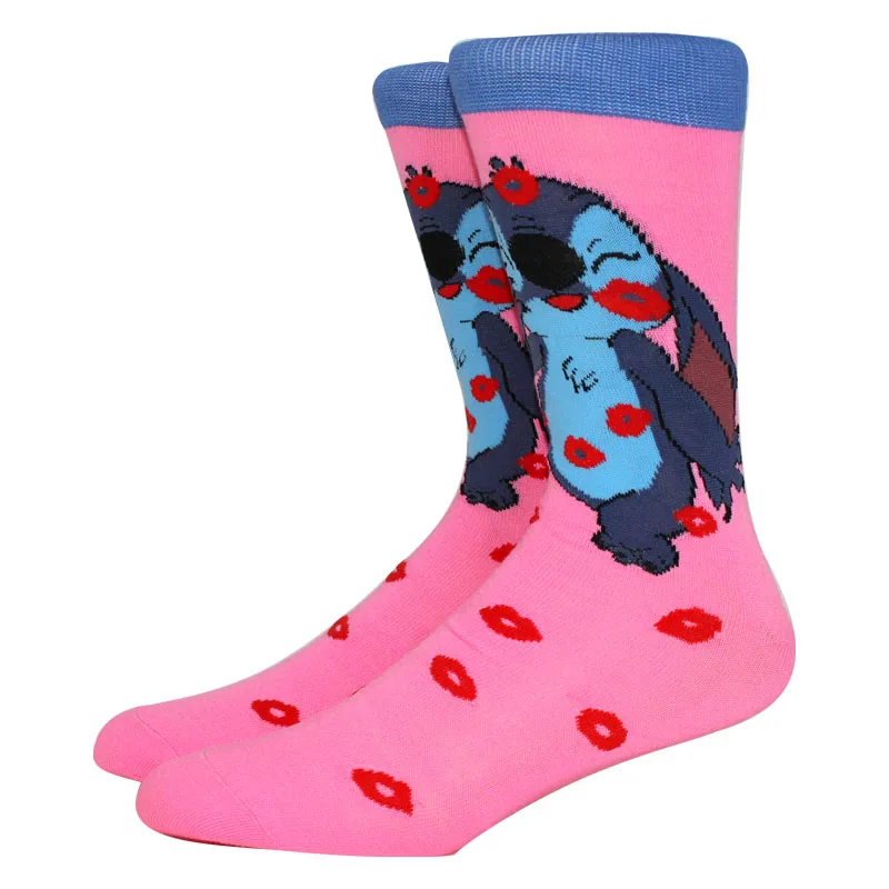 1 Pair New Design Cartoon Long Men Socks Stitch Kawaii Women Socks creative Skateboard socks Fashion knee-high Socks Size 37-45