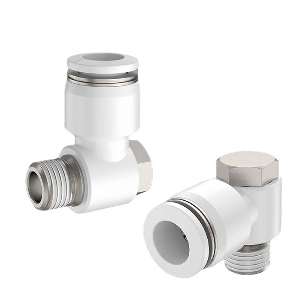 PH Pneumatic Quick Connector PU Hose 6 8 10 12mm Tracheal Outer Hexagonal Right Angle Elbow White Connector 1/8 1/4 3/8 1/2 8-02