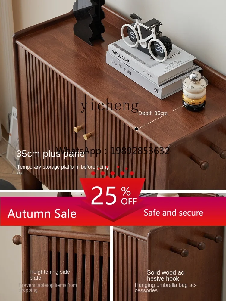 

Solid Wood Shoe Cabinet Home Doorway Home Entrance Cabinet Multi-Layer Storage Room