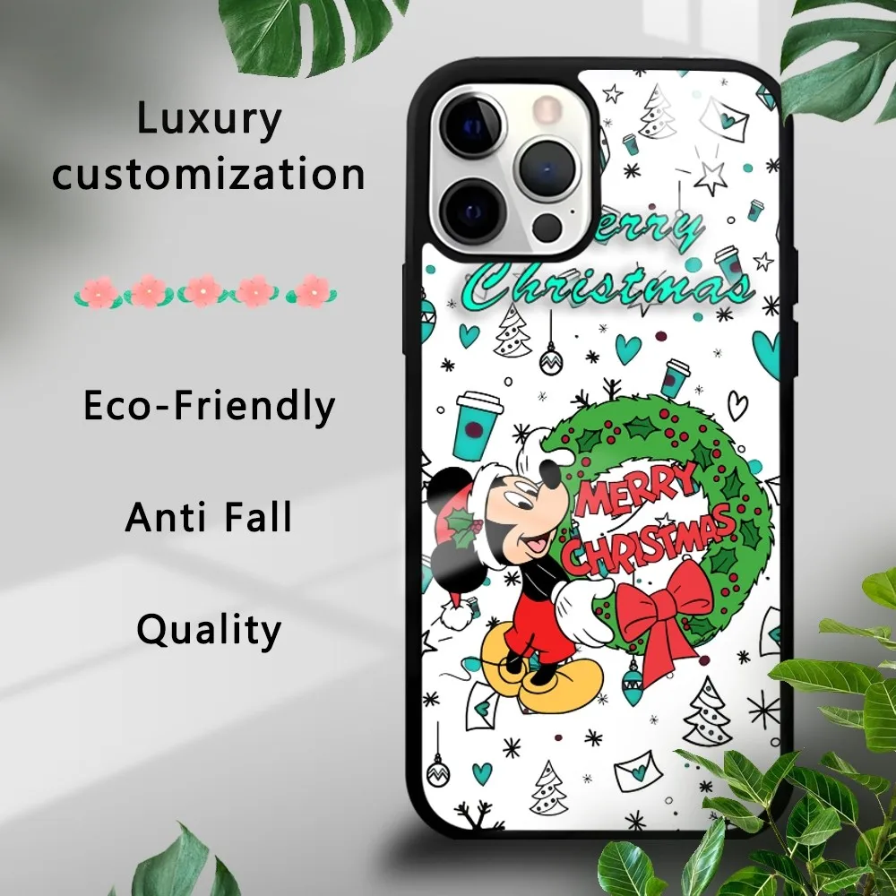 Mickey Vrolijk Kerstfeest Telefoon Case Voor iPhone 16 15 14 13 12 11 Pro Xs Max Mini Plus Celulares harde Funda Dropshipping