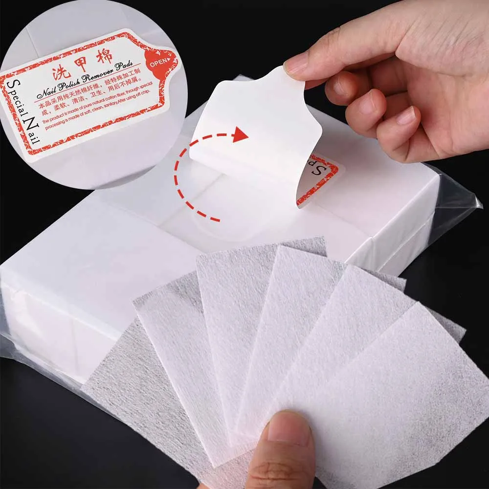 100/1000 unidades de lenços de algodão para unhas, para remoção de gel, sem fiapos, para remoção de verniz, limpeza, almofadas, guardanapos, lenços re