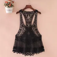 BOHO INSPIRED Bohemian Crochet Lace Racerback Tank Top Cover Up Cotton Blend summer beach top new tank top boho women tops - Image 6