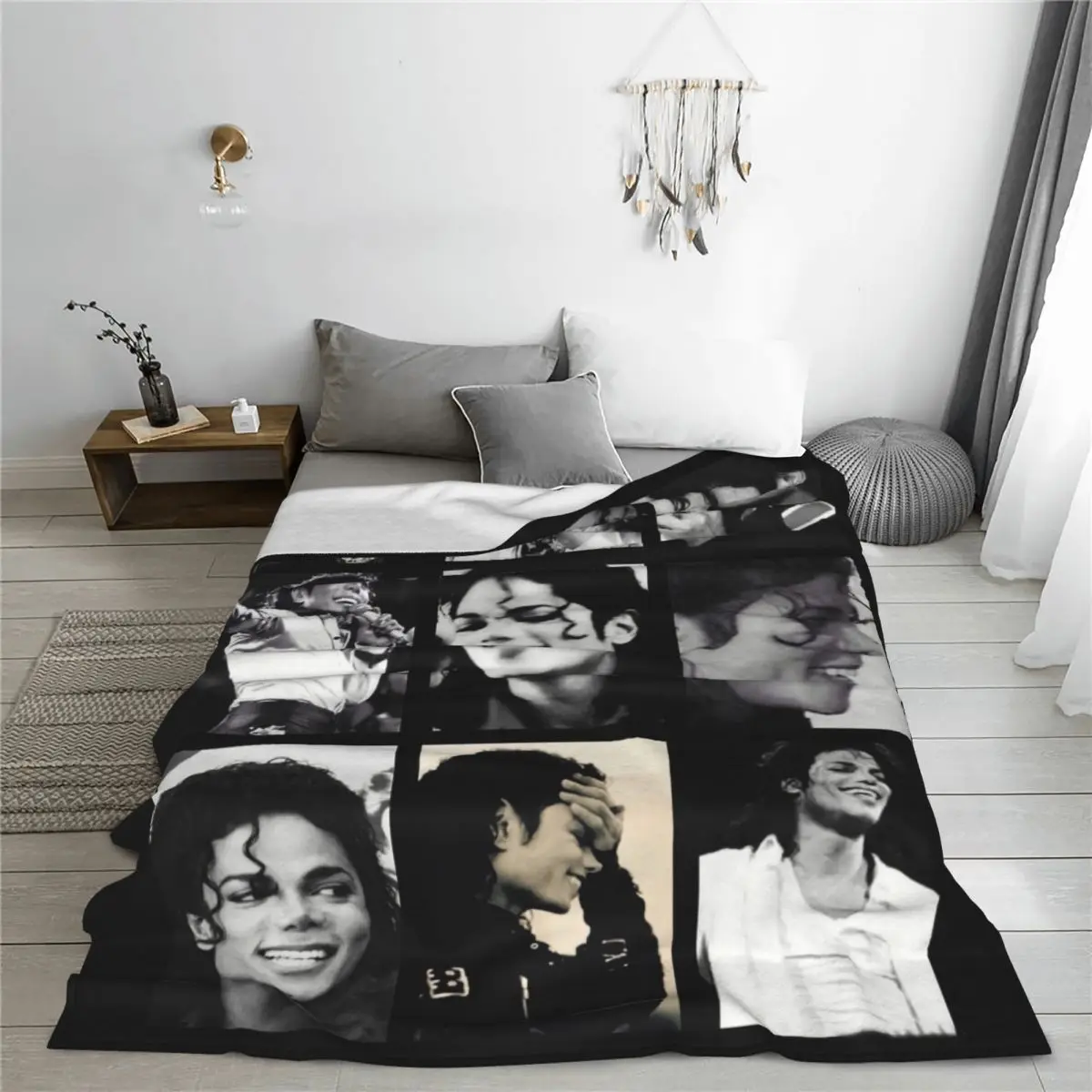 MJ M-Michaels Pop Singer Blanket J-Jacksons Photo Camping Flannel Throw Blanket Warm Soft Couch Chair Sofa Bed Bedspread Gift