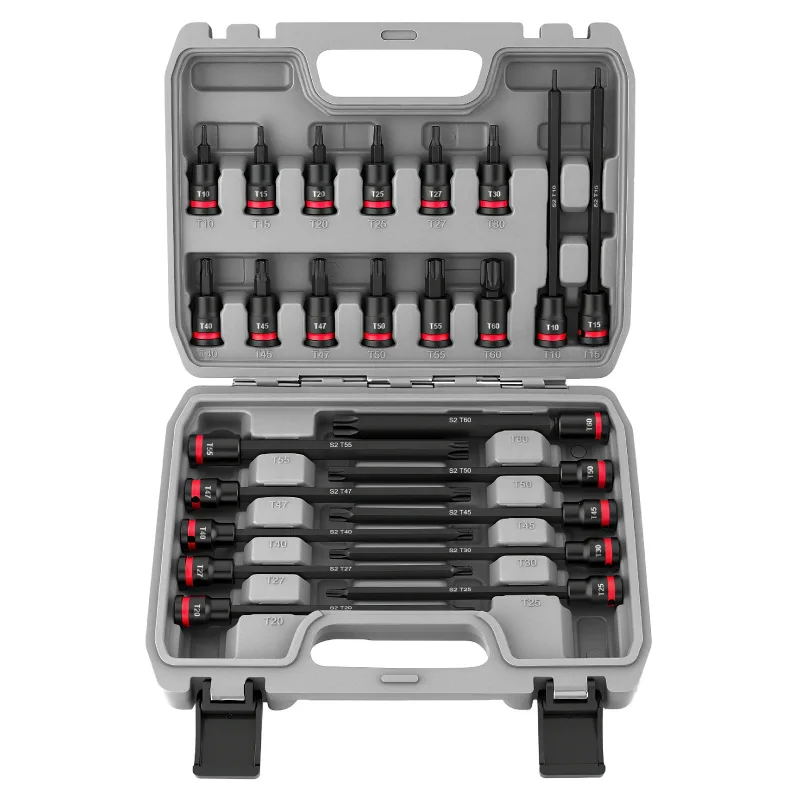 

24-Piece set of Zhongfei sleeve electric wrench inner hexagonal plum blossom screwdriver set T30T40