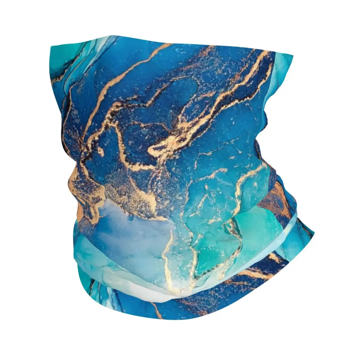 Custom Luxury Abstract Marble Printed Bandana Neck Warmer Women Men Winter Hiking Ski Scarf Gaiter Face Cover