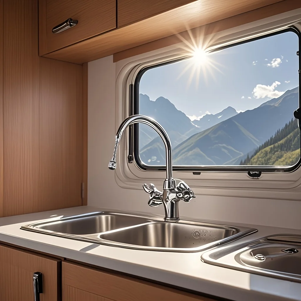 360° Rotating Kitchen Faucet, Anti-Splash Water-Saving 304 Stainless Steel Retractable Polished for RV Sink, Washer, Dishwasher