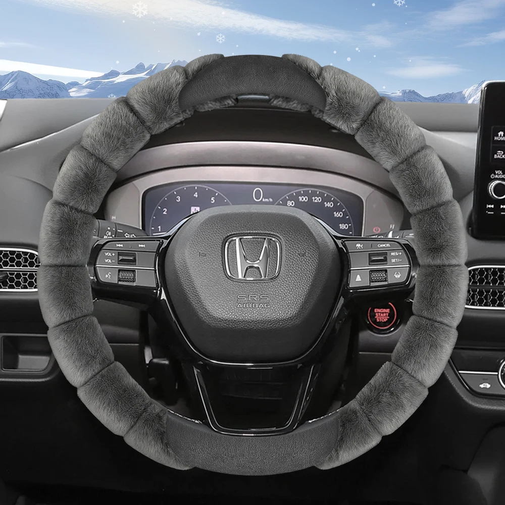 Suitable for Honda Plush Steering Wheel Cover Winter Cold-Proof and Warm Cover Cr-V Civic Hr-V Zr-V Vezel City Amaze Fit Jazz Accord Wr-V Br-V Elevate Pilot Passport Ridgeline Odyssey Black Gray White
