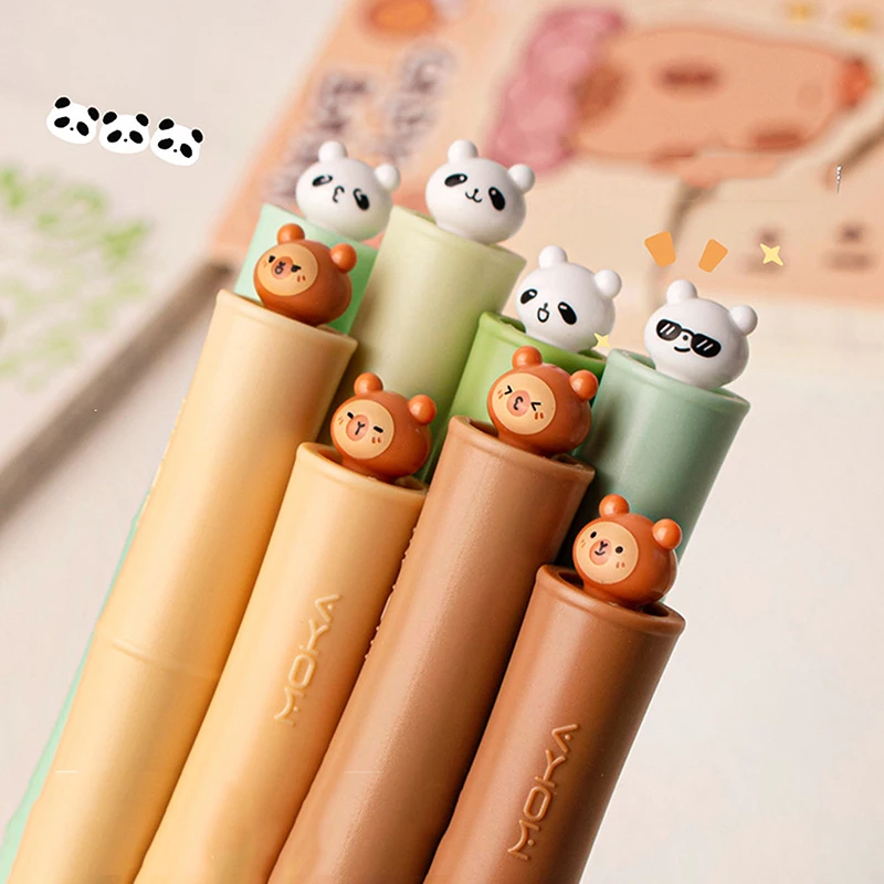 4Pcs Cartoon Capybara Panda Gel Pen Fashion Smooth Writing Neutral Pens Quick Dry Signature Pen School Office Supplies Gifts