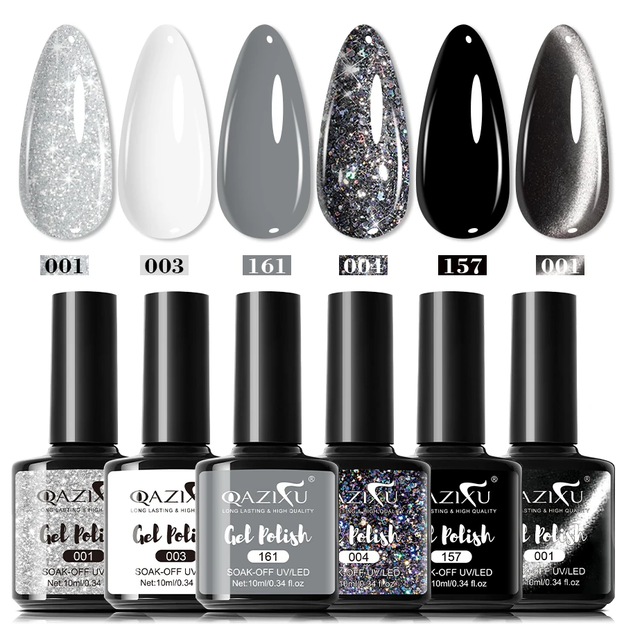 

6 шт., черно-белый набор гель-лаков для ногтей, 10 мл, замачиваемый УФ-светодиодный лак, маникюрные инструменты, дизайн для домашнего салона, дизайна ногтей, сделай сам