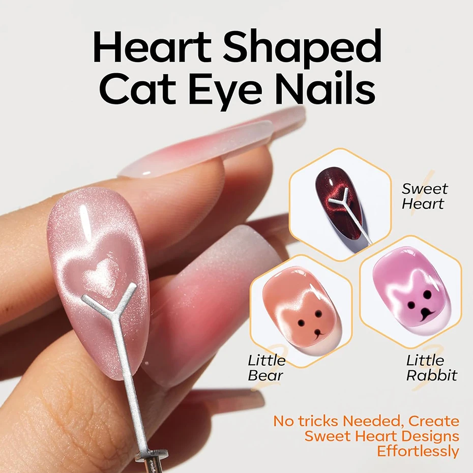Set de 6 Imanes de Ojo de Gato para Uñas, Puntas Francesas, Corazones, Palos Magnéticos para Gel Polish 5
