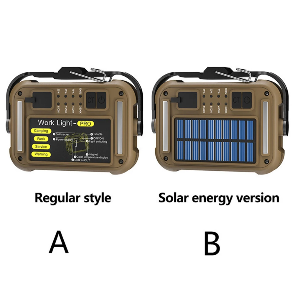 LED Solar Work Light COB Flood Light, 4 modos de iluminação, Bateria 3600mAh, Recarregável TYPE-C Charging, Worklight magnético para garagem