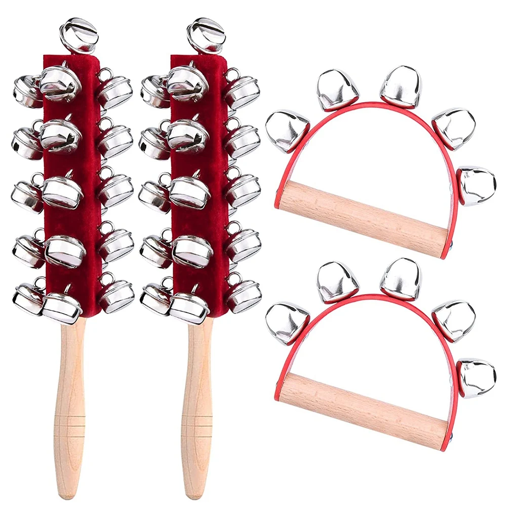 Mão De Natal Jingle Shaker, Trenó De Madeira, Chocalhos De Punho, Instrumentos Musicais