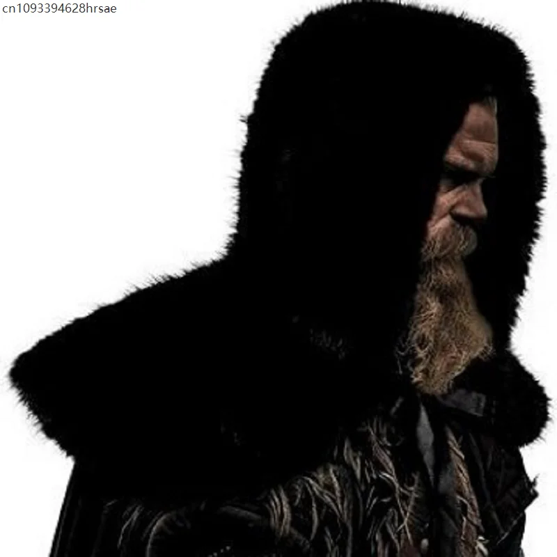 Conjunto de dos piezas de chal, bufanda y sombrero vikingo, disfraz de juego de personaje de cosplay de Halloween de piel de piel