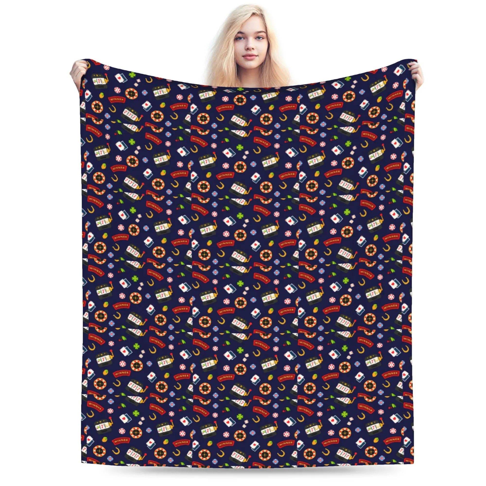 Custom Casino Gambling Blanket Soft Fleece Spring Warm Flannel Poker Cards Game Throw Blankets for Sofa Car Bedding Bedspread
