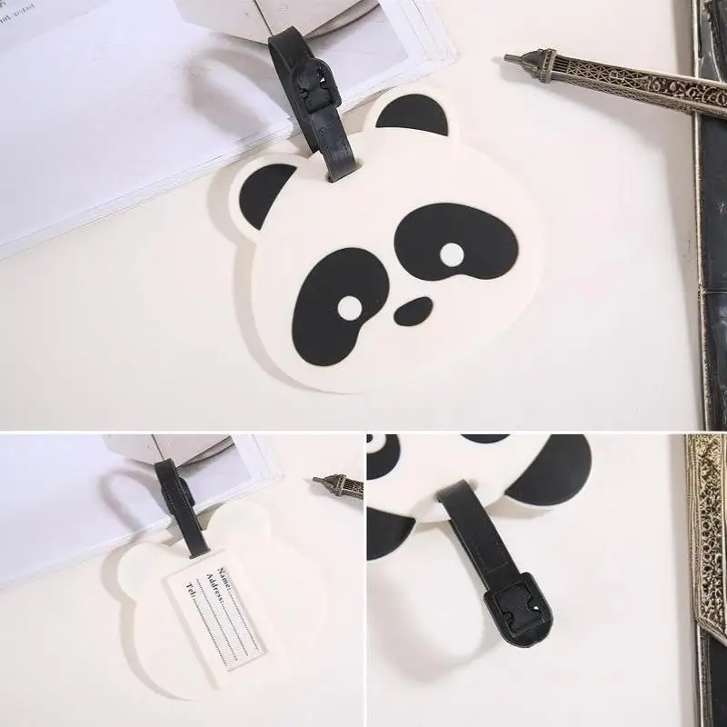 Niedliche Gepäckanhänger aus Silikon in Panda-Form mit verstellbarem Riemen, wasserdicht für Geschäftsreisen – Detail 18