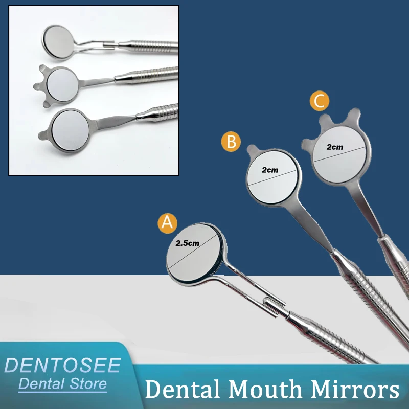 

High Quality Reusable Dental Mouth Mirror Double Sided Anti-Fog Rhodium Reflector Professional