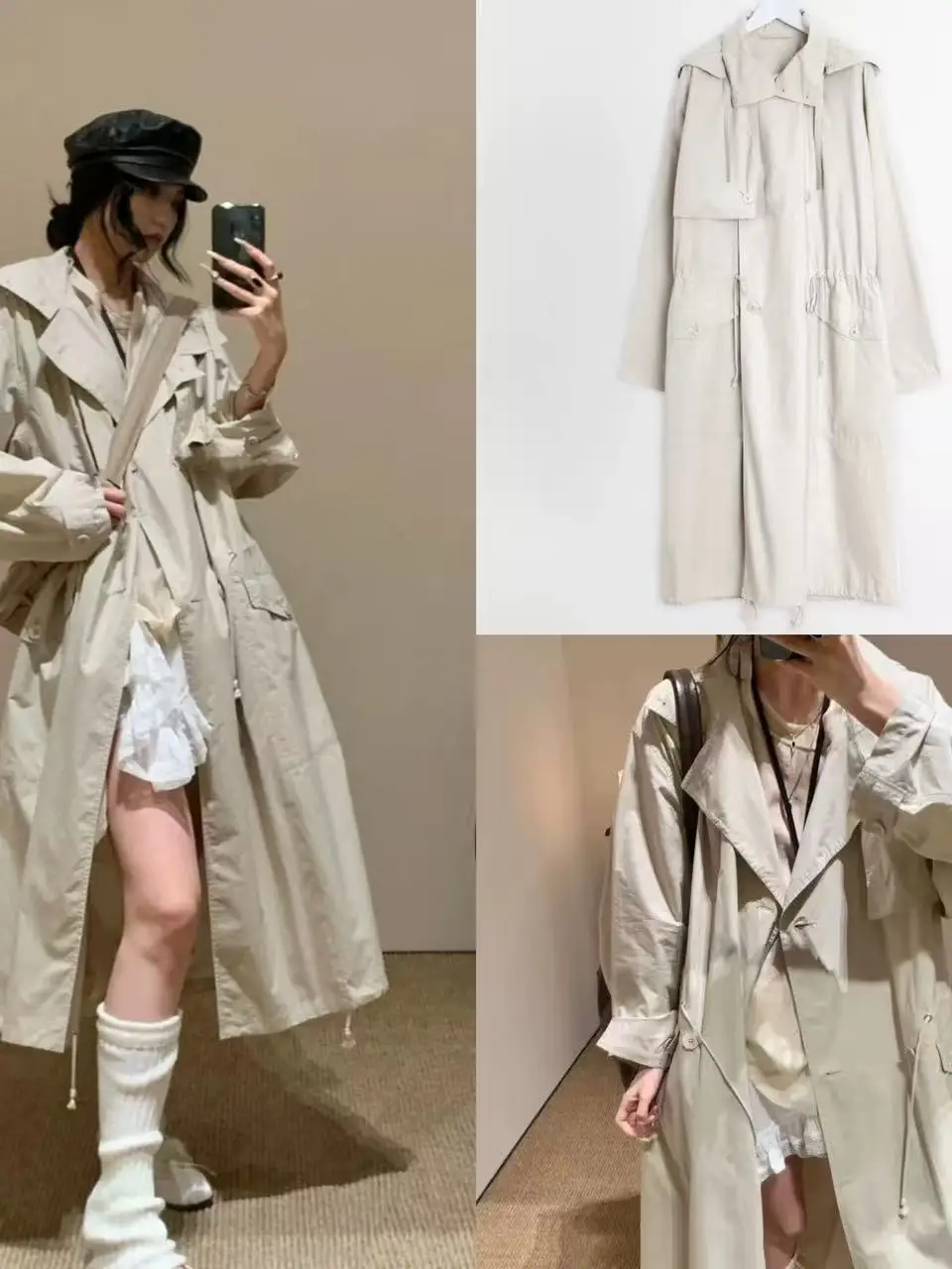 

Floral One Shanghai 25ss LEM Versatile Retro Neutral Stone White Cotton Lightweight Hooded Windbreaker Thin Commute Style But...
