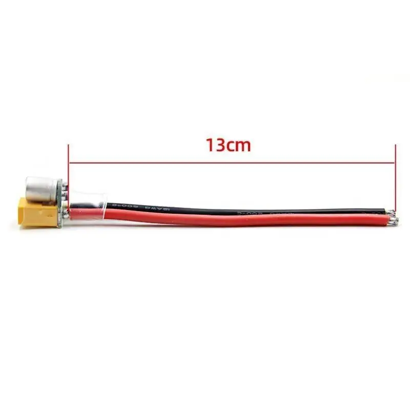 XT60 Power Cable with Solid Capacitor 35V 680uF 12AWG 13cm, Voltage Spike Filter Wire for FPV Racing Drone Flight Controller VTX
