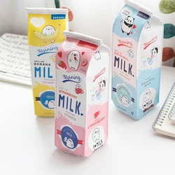 Cartoon Morning Milk PU Leather Pencil Case Fashion Pencil Box Stationery Storage Organizer Bag School Office Supply Escolar