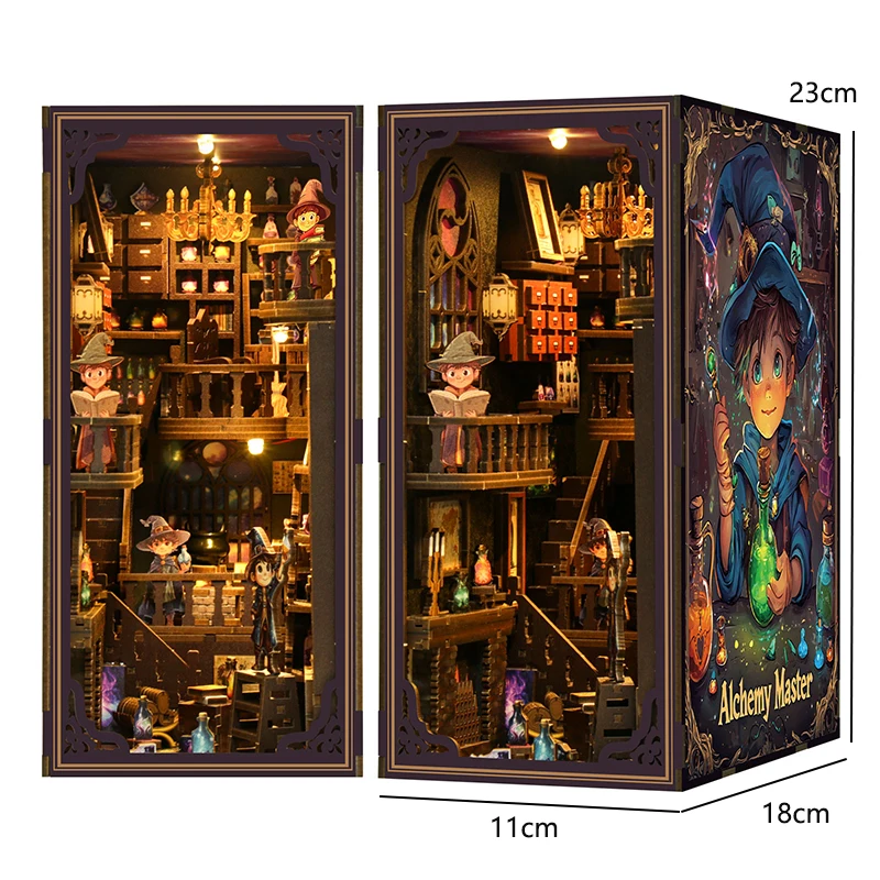 DIY Houten Boekenhoekje Insert Kit Poppenhuizen Bouwspeelgoed Boekensteunen Boekenplank Decor Poppenhuizen Speelgoed Voor Kinderen Kerstcadeaus