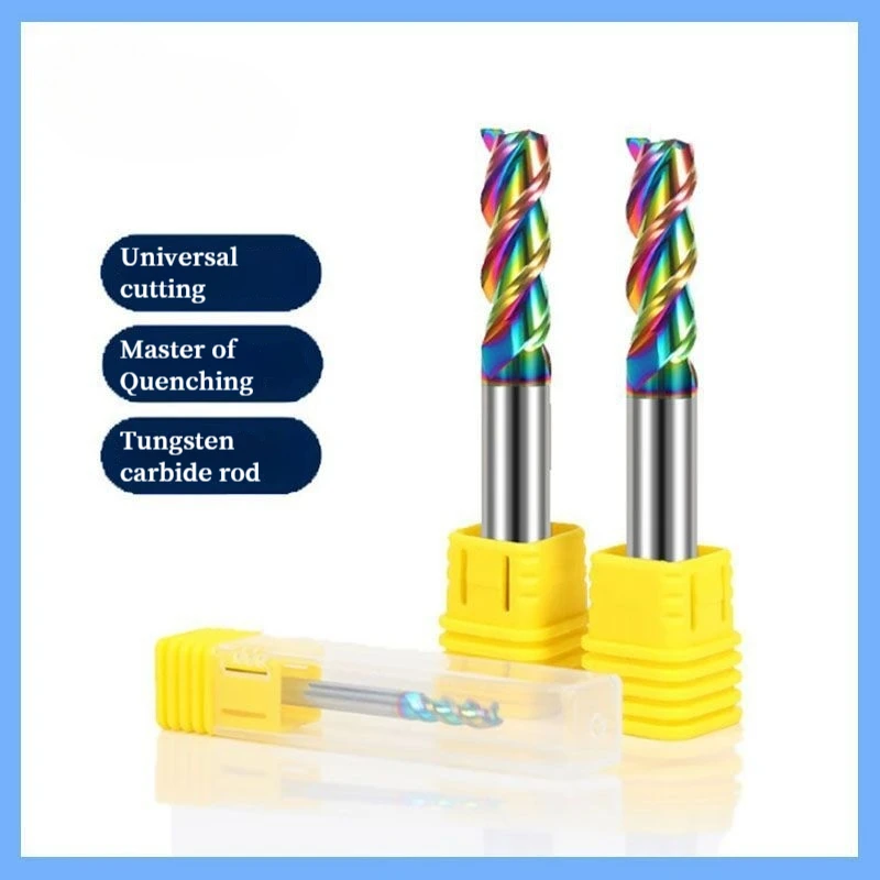 65HRC 3 Flute Carbide CNC Milling Cutter DLC Coated for Aluminum Alloy High Gloss Finish