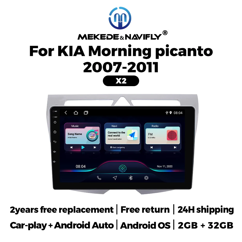 Navifly 9 Inch Car Stereo For KIA Morning Picanto 2007-2011 GPS IPS Touch Screen Wireless Carplay Android Auto BT FM Headunit