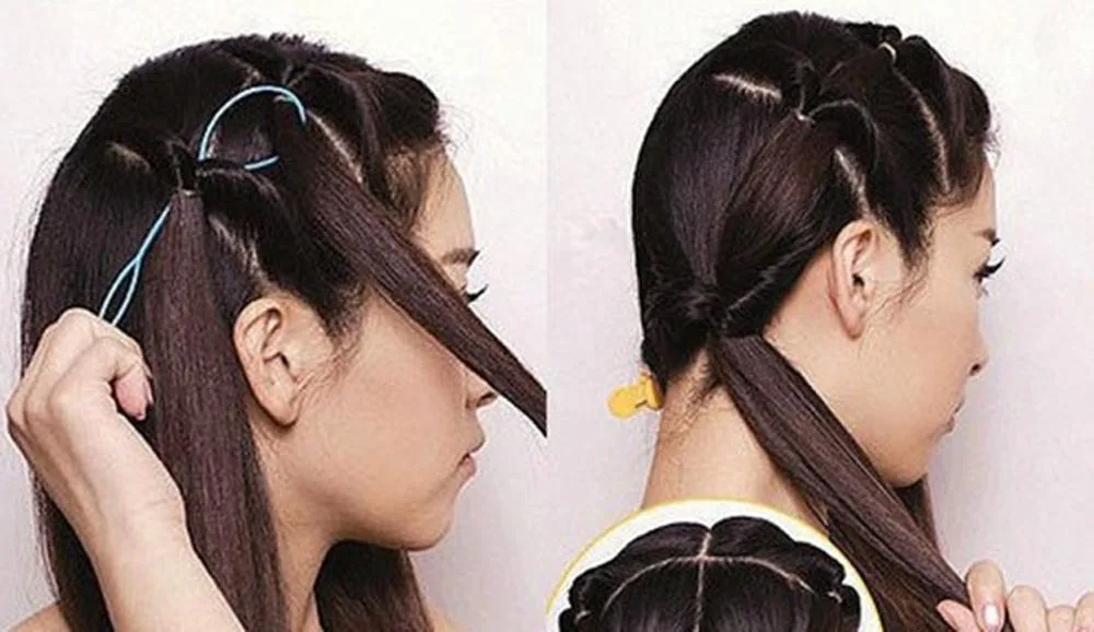 1 satz (2 stücke) Pferdeschwanz Kunststoff Schleife Styling Werkzeuge Einfache Magie Haar Twist Styling Clip Flechter Werkzeuge Schwarz Brötchen Frisur Maker – Detail 5