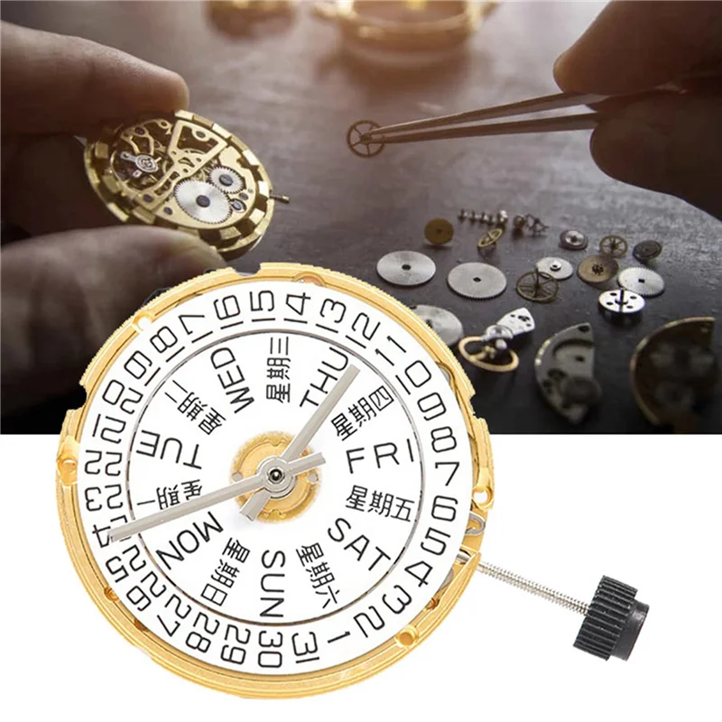 【NECESSITY】2X 2836 Watch Movement 2836 Gold Movement With Week Plate+Calendar Plate High-Precision Automatic Mechanical Movement