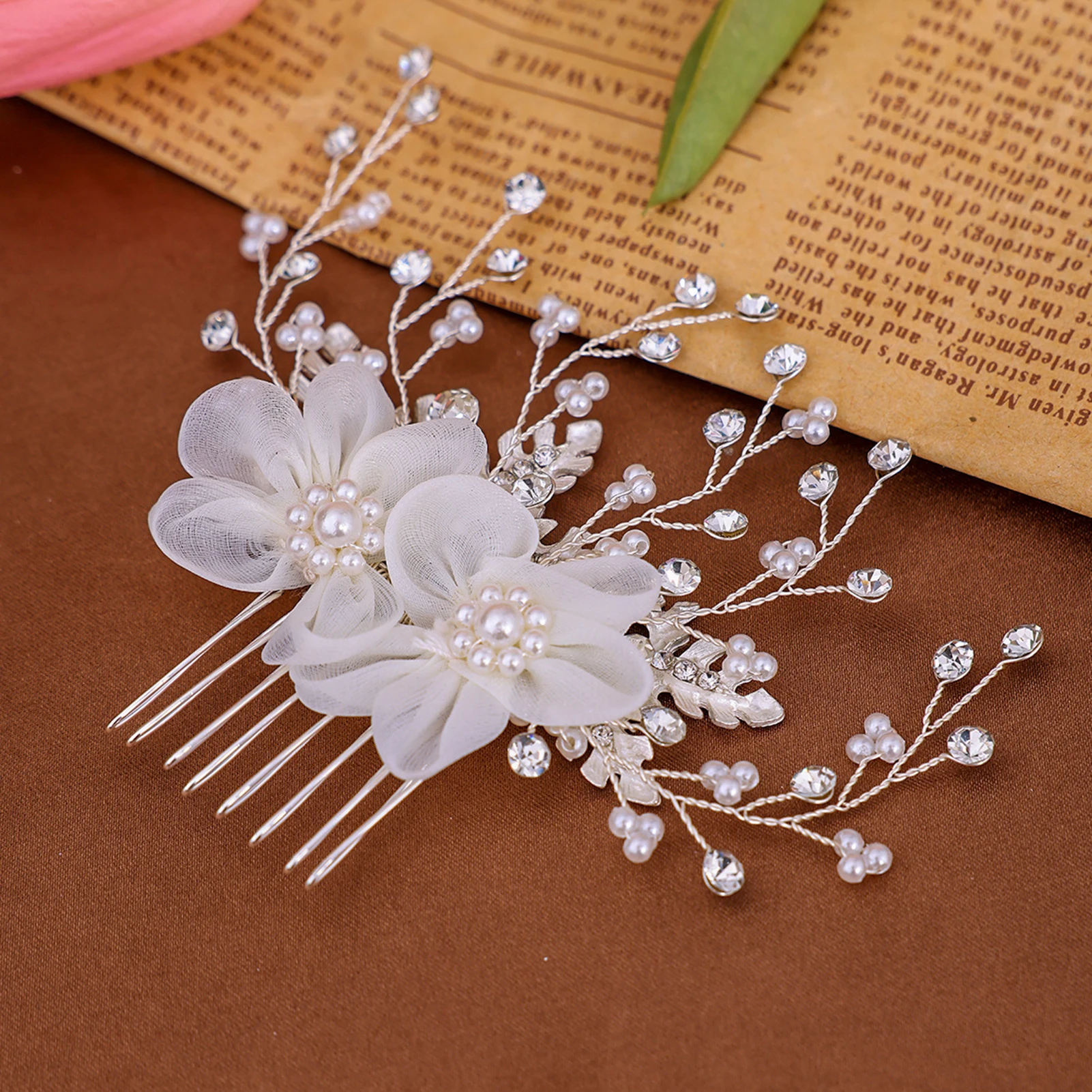 Side Hair Comb with Pearls Decor Chinese Style Hair Styling Tool Accessories for Birthday Stage Party Hairstyle Making