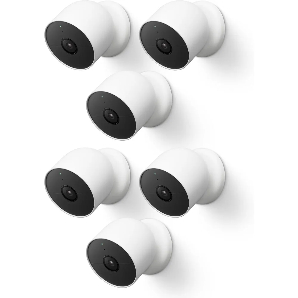 Nest Cam Outdoor or Indoor, Battery - 2nd Generation - 6 Pack, White