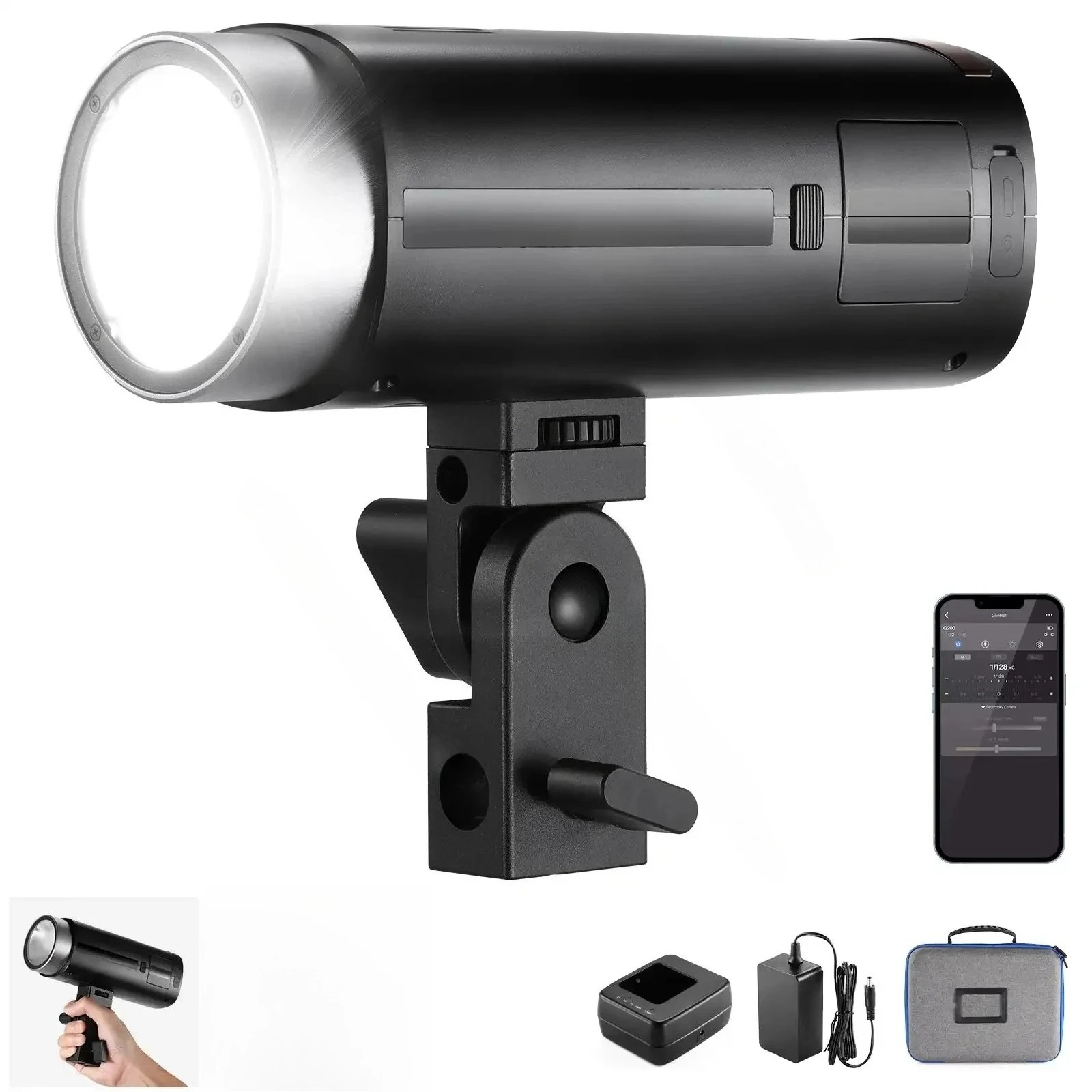 Q200 200Ws 2.4G TTL Outdoor Flash Strobe Light 2.4G Wireless Trigger System App Control