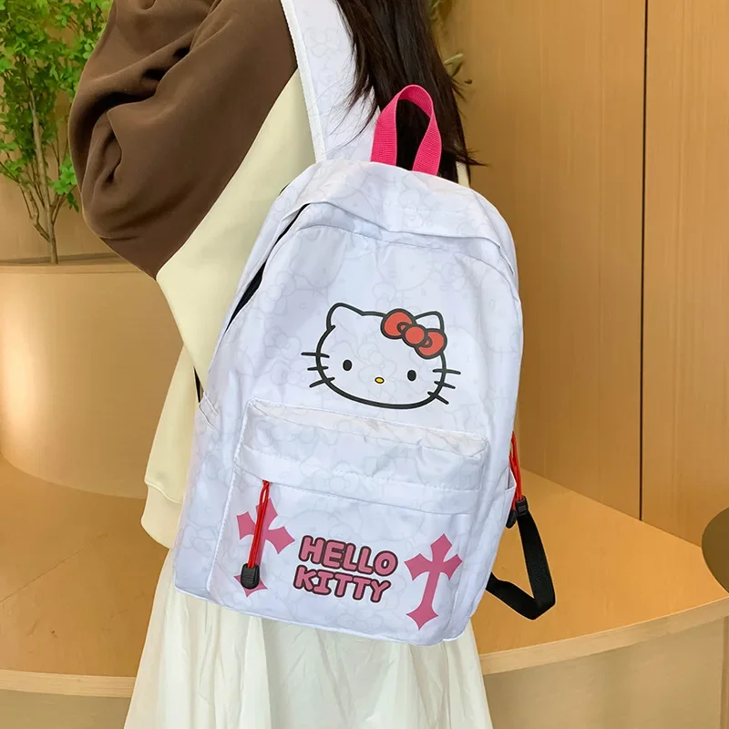 Cute Hello Kitty Backpack Sanrio Bags Anime KT Printing Large Capacity Bag Gift Kawaii School Backpack for College Students