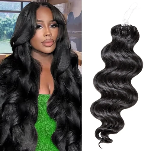 

Lightweight Body Wave Raw Human Hair Braiding Hair Extensions Reusable Invisible Knotless Crochet Hair Feather Style for Women